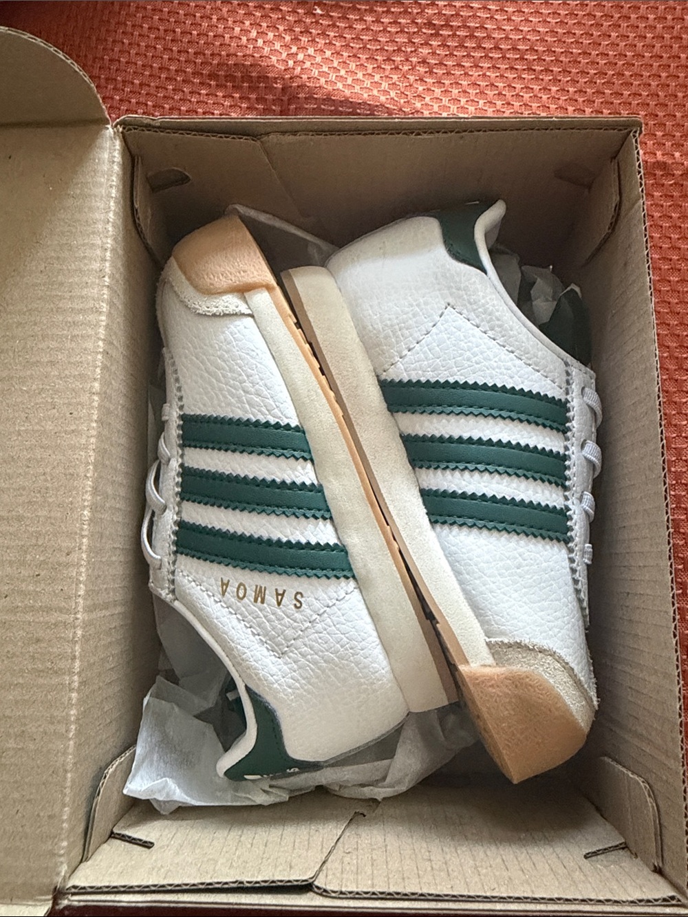 Adidas Kids White Sneakers with Green Stripes